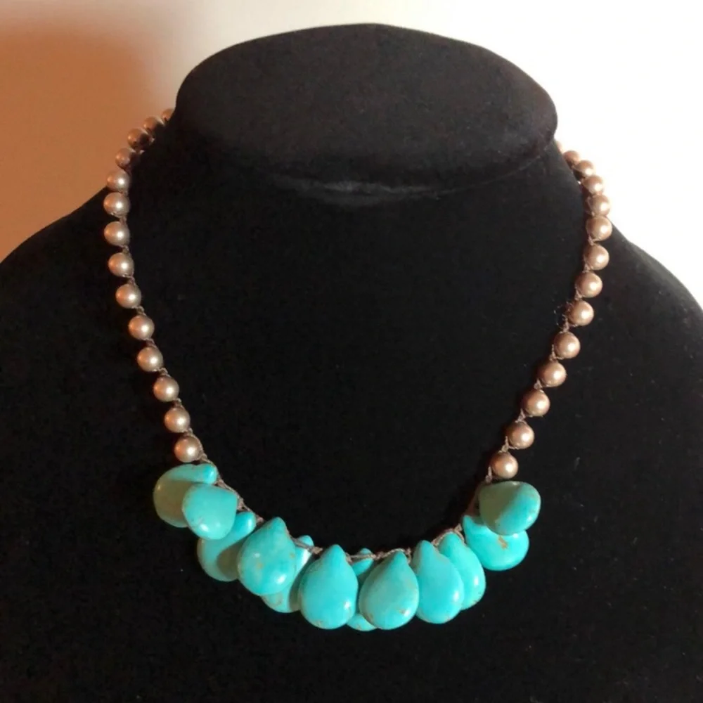 Handcrafted Turquoise Necklace with Pearls